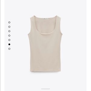 Zara Wide Strap Stretch Top in Beige